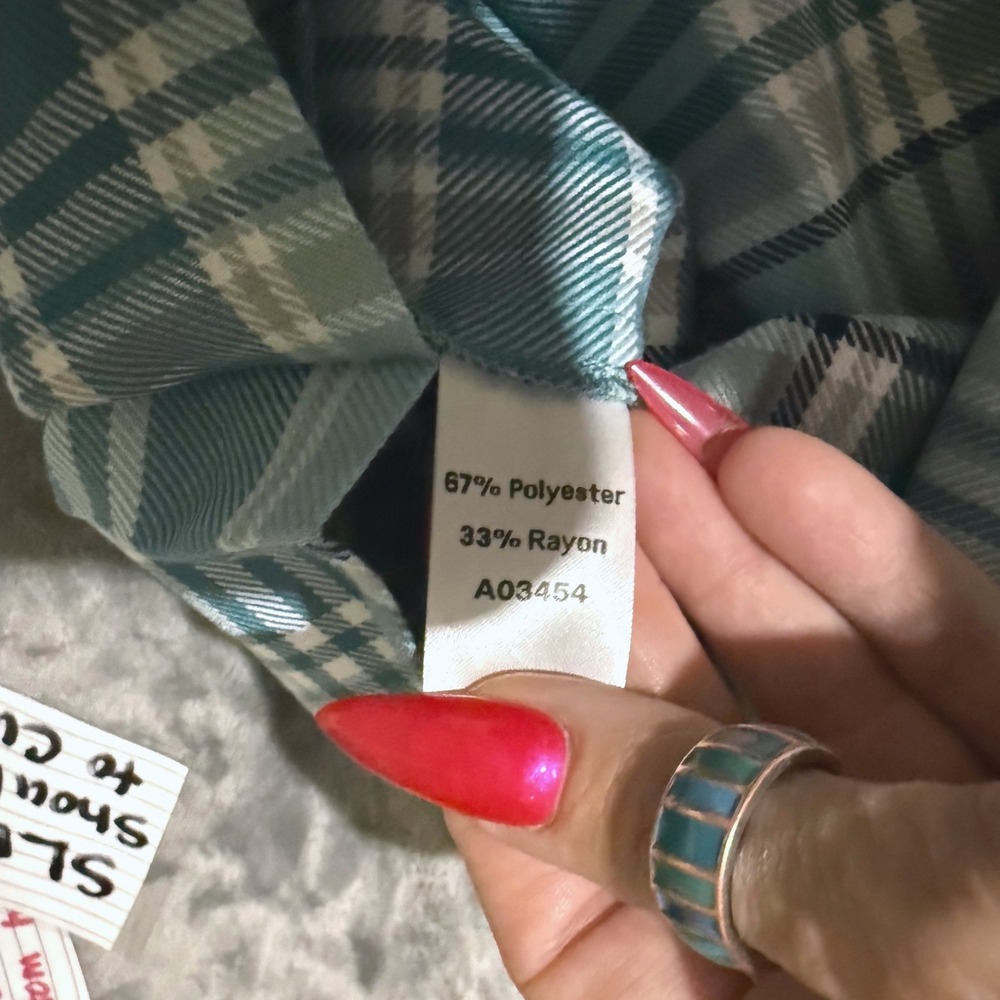 The Tog Shop Pleated Skirt Size 16 Teal Tartan Plaid Midi Elastic Waist Preppy‎ - Picture 7 of 9